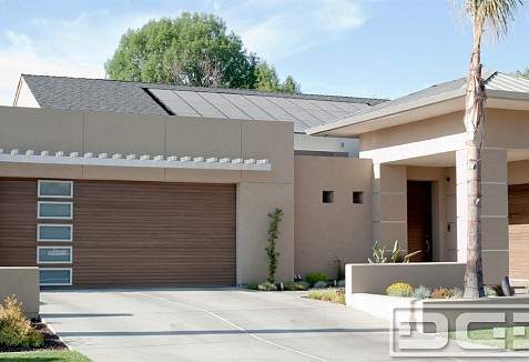 Modern Style Garage Doors Matching Entry Doors In Composite Wood Dynamic Garage Door Projects