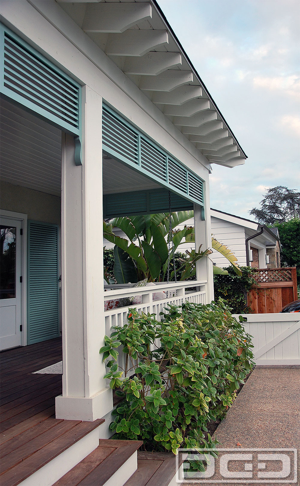 Porch Shutters in a Louvered Style